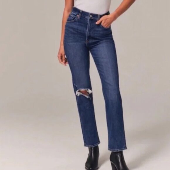 Abercrombie and Fitch Ankle straight ultra high rise jeans 32 /14 Curve Love - Picture 1 of 10